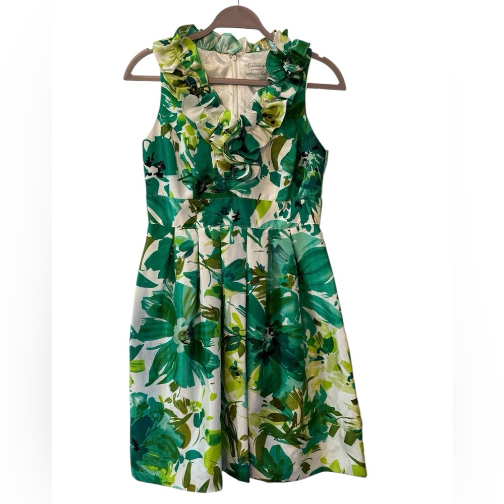 Sandra Darren Vibrant Green Floral Midi Dress